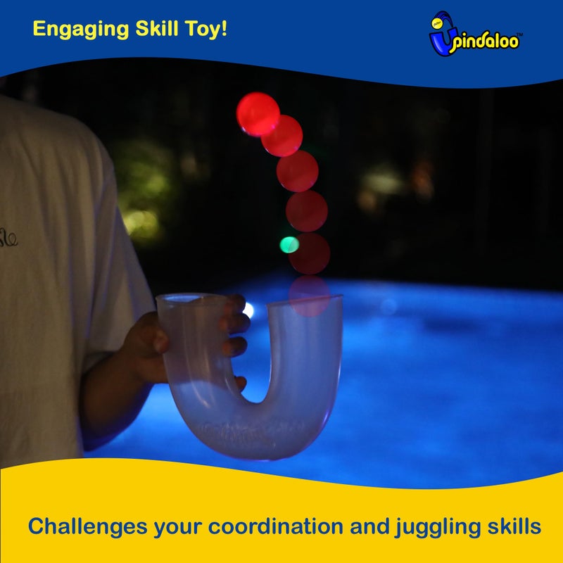 pindaloo Original Led Light Neon Skill Game with 2 Balls- Gifts for Kids and Adults Indoor & Outdoor Games, Girls, & Teens - Gift Ideas, Fun Stuff, Develops Motor & Juggling Skills (Neon) - Image 2